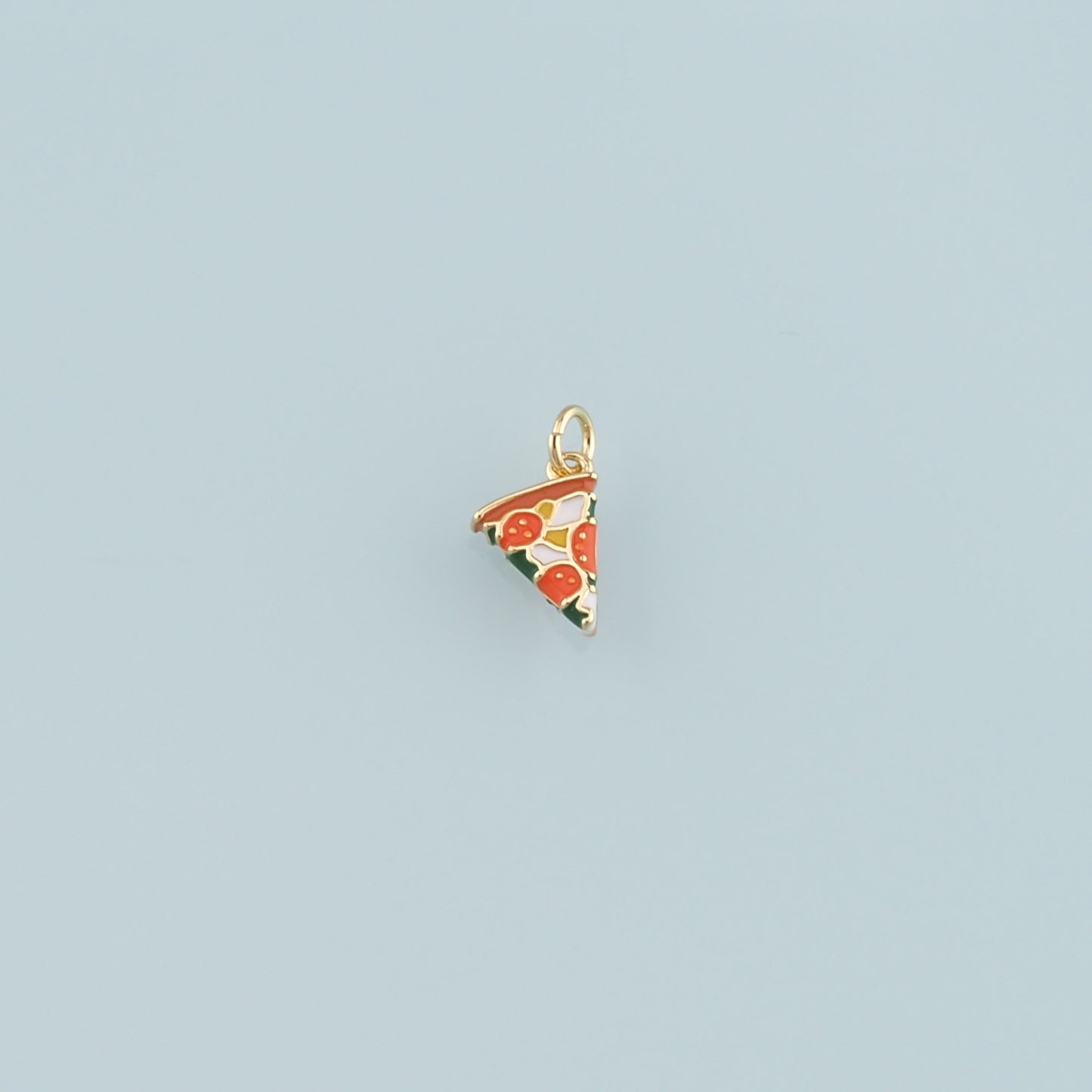 Gold Pizza Charms,18K Gold Filled Pizza Pendant,Enamel Gourmet Food Charm Bracelet Necklace for DIY Jewelry Making Supply