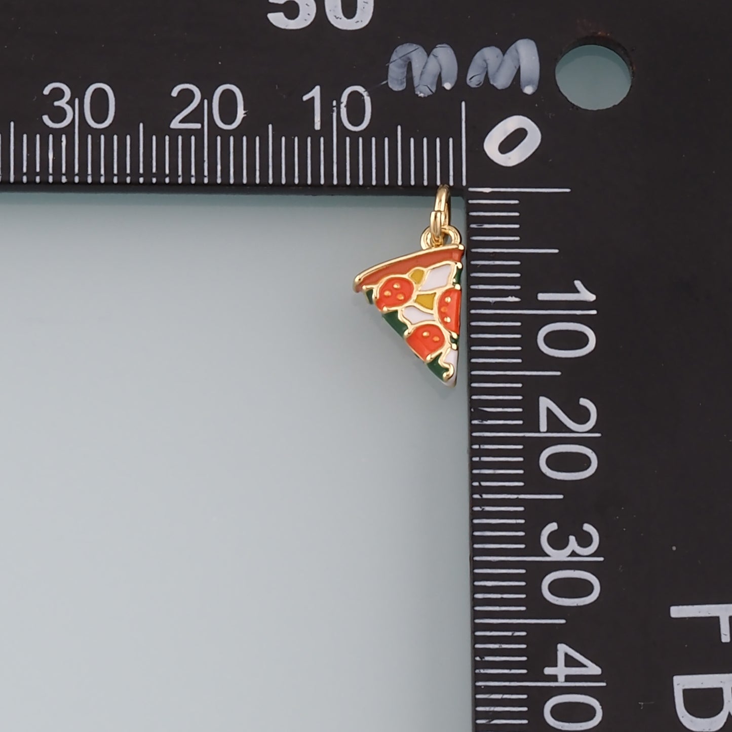 Gold Pizza Charms,18K Gold Filled Pizza Pendant,Enamel Gourmet Food Charm Bracelet Necklace for DIY Jewelry Making Supply