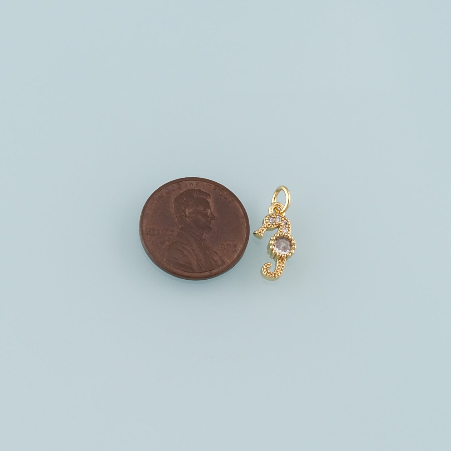 18K Gold Filled Seahorse Pendant,CZ Micro Pave Seahorse Charm Bracelet Necklace for DIY Jewelry Making Supply