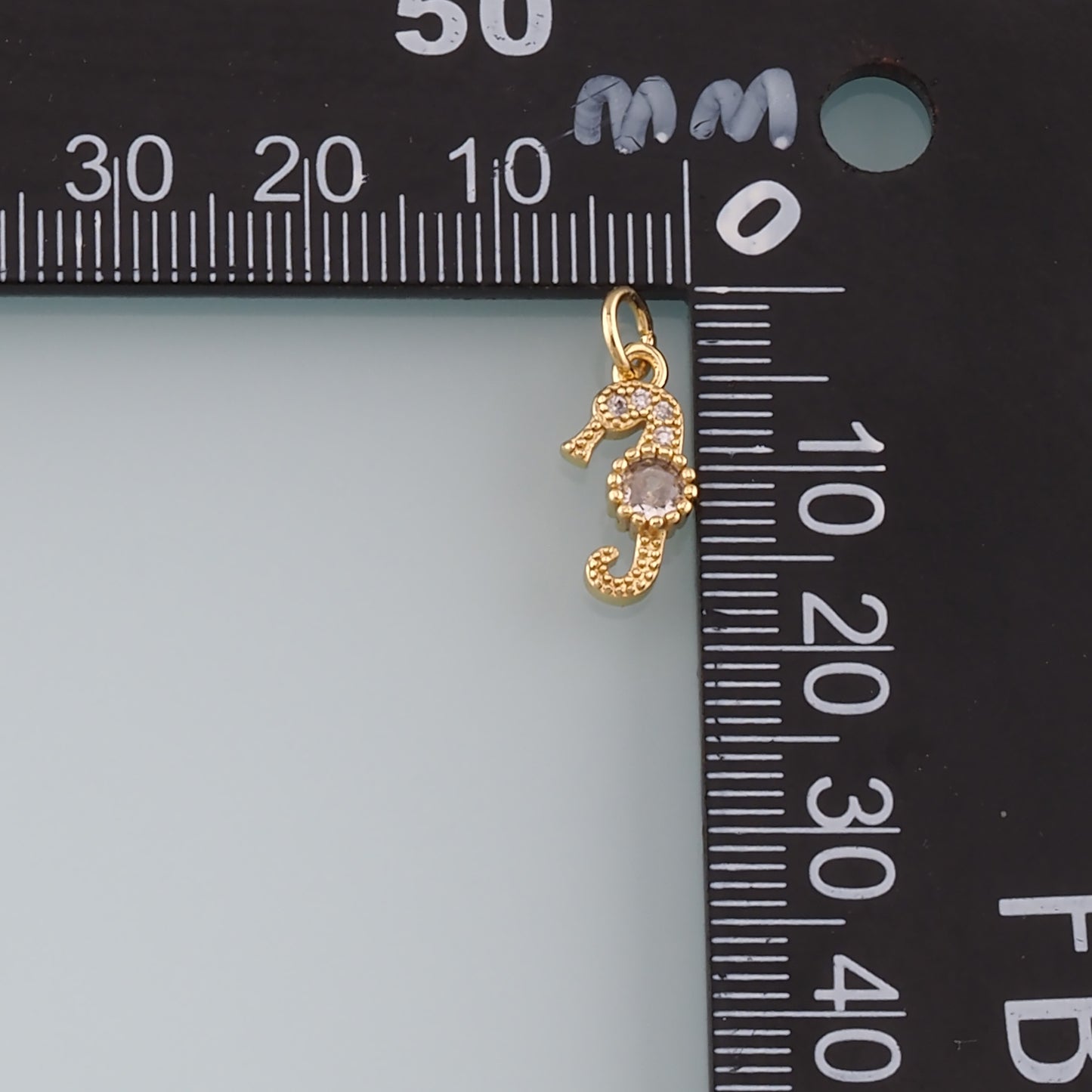 18K Gold Filled Seahorse Pendant,CZ Micro Pave Seahorse Charm Bracelet Necklace for DIY Jewelry Making Supply