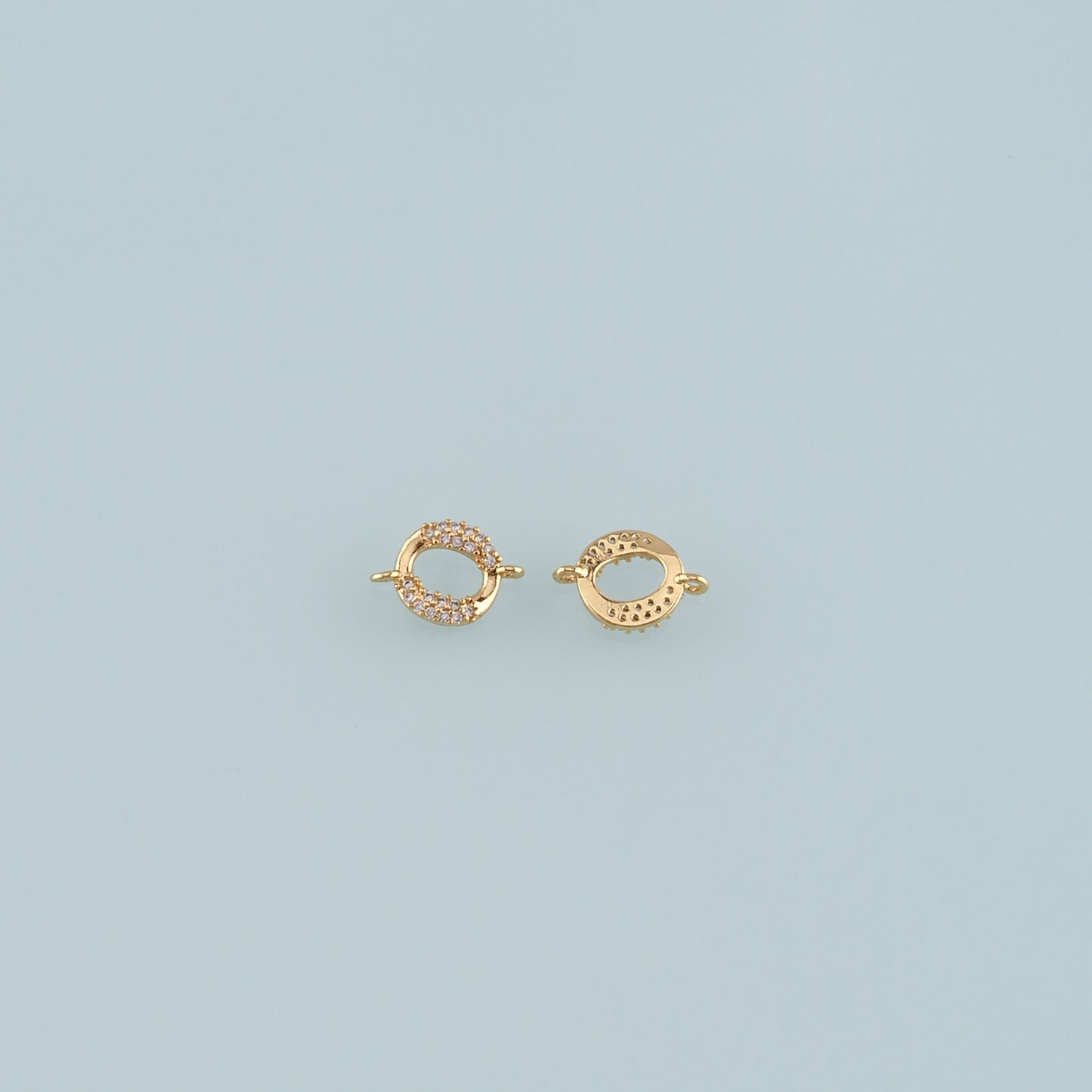 Gold Connector Charm,18K Gold Filled Round Pendant,CZ Micro Pave Round Charm Bracelet Necklace for DIY Jewelry Making Supply