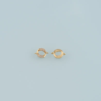 Gold Connector Charm,18K Gold Filled Round Pendant,CZ Micro Pave Round Charm Bracelet Necklace for DIY Jewelry Making Supply