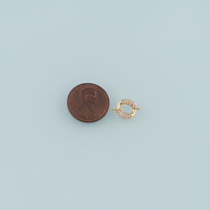 Gold Connector Charm,18K Gold Filled Round Pendant,CZ Micro Pave Round Charm Bracelet Necklace for DIY Jewelry Making Supply
