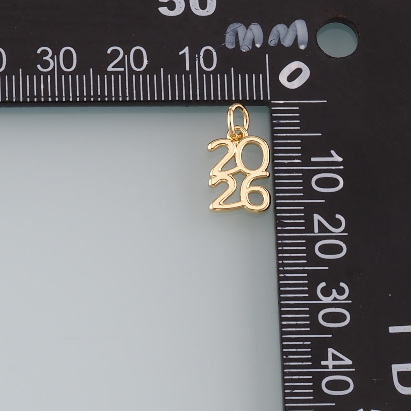 18K Gold Filled Year 2026 Pendant,Dainty Number Charm Bracelet Necklace for DIY Jewelry Making Supply