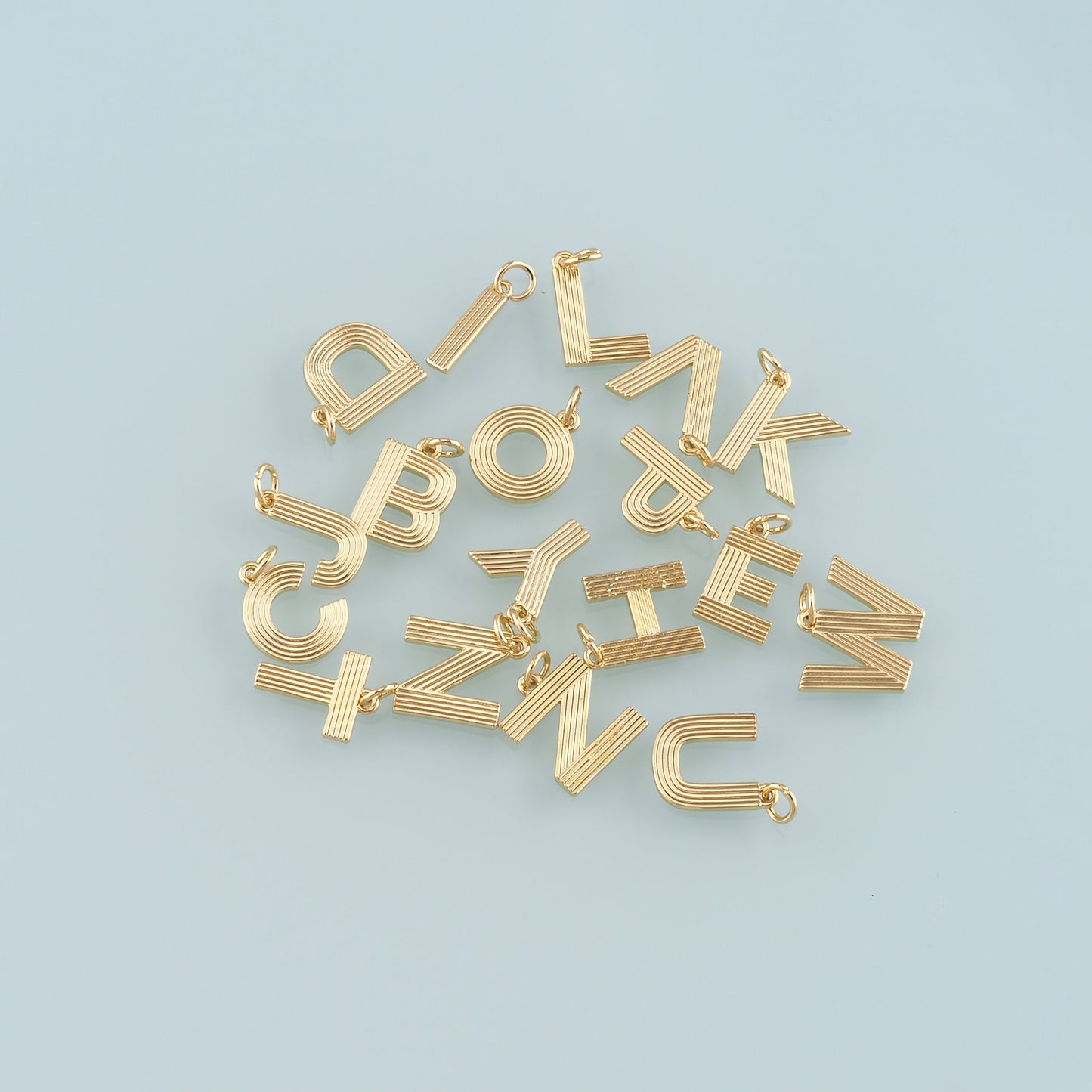 Gold letter Charms,18K Gold Filled letter Pendant,Initial Charm Bracelet Necklace for DIY Jewelry Making Supply