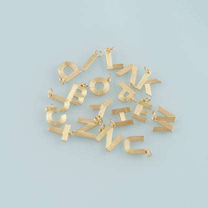 Gold letter Charms,18K Gold Filled letter Pendant,Initial Charm Bracelet Necklace for DIY Jewelry Making Supply
