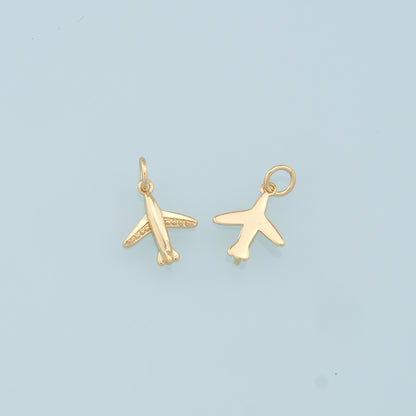 Gold Airplane Charms,18K Gold Filled Airplane Pendant,Airplane Charm Bracelet Necklace for DIY Jewelry Making Supply