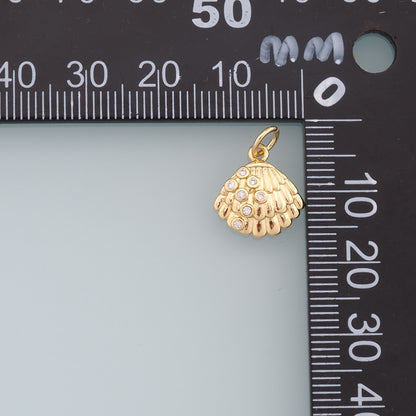 Gold Shell Charms,18K Gold Filled Conch Shell Pendant,CZ Shell Charm Bracelet Necklace for DIY Jewelry Making Supply