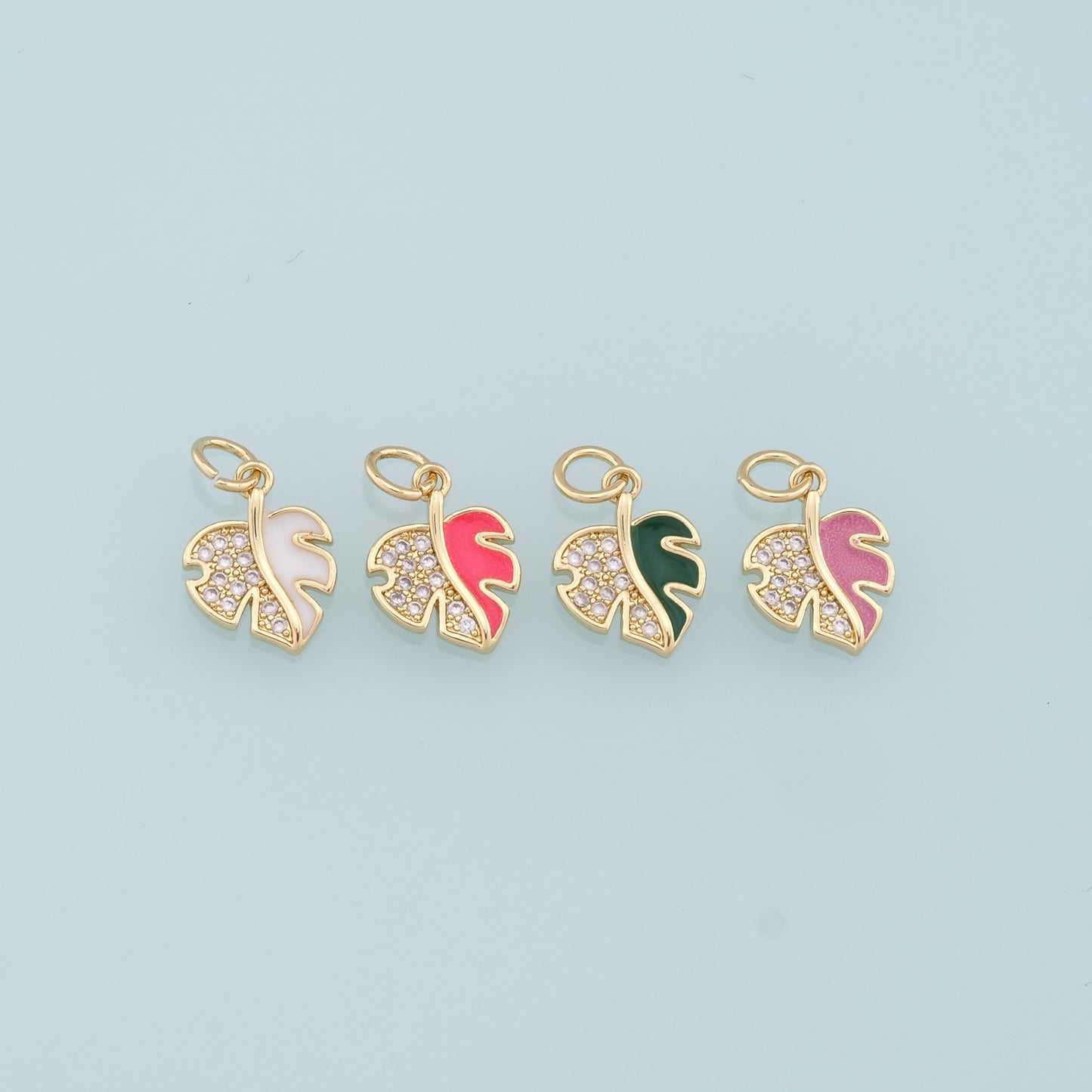 Gold Leaf Charms,18K Gold Filled Leaf Pendant,Enamel Leaf Charm Bracelet Necklace for DIY Jewelry Making Supply