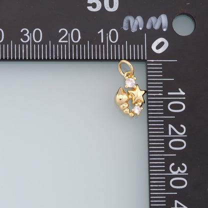 Gold Conch Charms,18K Gold Filled Conch Shell Pendant,Star Charm Bracelet Necklace for DIY Jewelry Making Supply