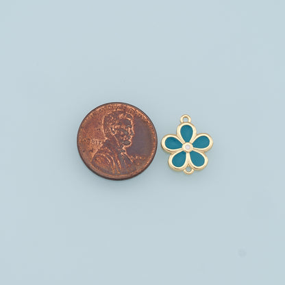 Gold Flower Charms,18K Gold Filled Enamel Flower Pendant,Flower Charm Bracelet Necklace for DIY Jewelry Making Supply