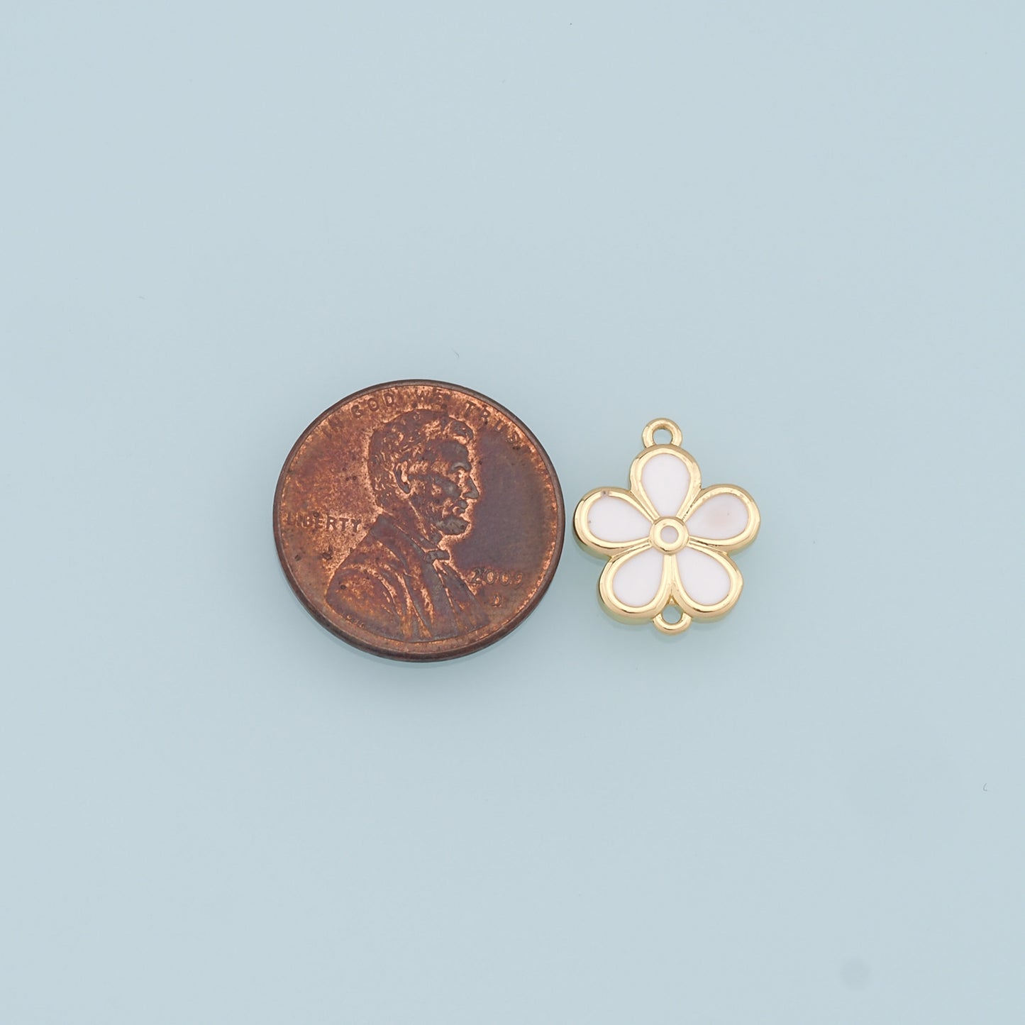 Gold Flower Charms,18K Gold Filled Enamel Flower Pendant,Flower Charm Bracelet Necklace for DIY Jewelry Making Supply