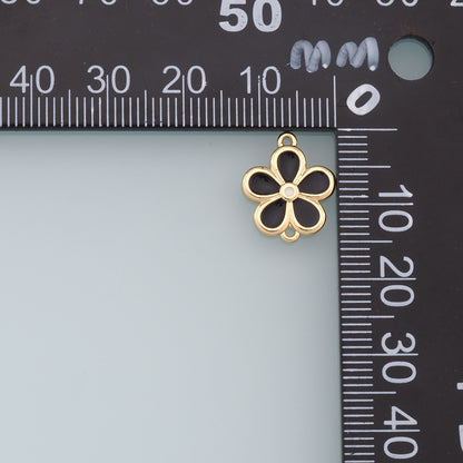 Gold Flower Charms,18K Gold Filled Enamel Flower Pendant,Flower Charm Bracelet Necklace for DIY Jewelry Making Supply