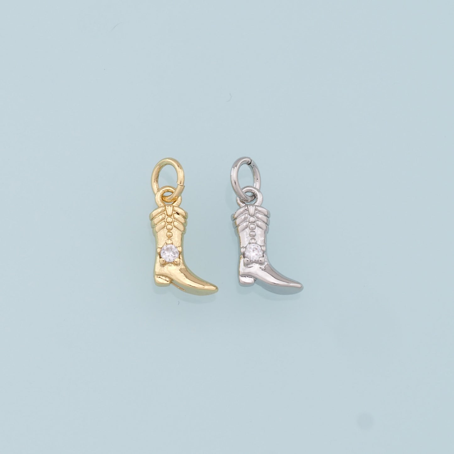 Gold Boots Charms,18K Gold Filled Boots Pendant,Cowboy Boots Charm Bracelet Necklace for DIY Jewelry Making Supply