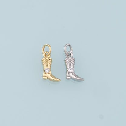 Gold Boots Charms,18K Gold Filled Boots Pendant,Cowboy Boots Charm Bracelet Necklace for DIY Jewelry Making Supply