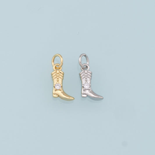 Gold Boots Charms,18K Gold Filled Boots Pendant,Cowboy Boots Charm Bracelet Necklace for DIY Jewelry Making Supply