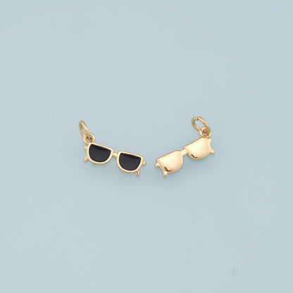 Gold Glasses Charms,18K Gold Filled Glasses Pendant,Sunglasses Charm Bracelet Necklace for DIY Jewelry Making Supply