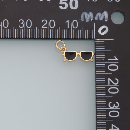 Gold Glasses Charms,18K Gold Filled Glasses Pendant,Sunglasses Charm Bracelet Necklace for DIY Jewelry Making Supply