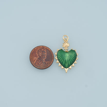 Gold sacred Heart Charms,18K Gold Filled sacred heart Pendant,Enamel Heart Charm Bracelet Necklace for DIY Jewelry Making Supply