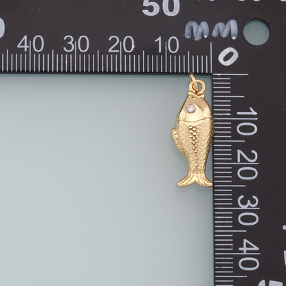 Gold Fish Charms,18K Gold Filled Fish Pendant,Cute Fish Charm Bracelet Necklace for DIY Jewelry Making Supply