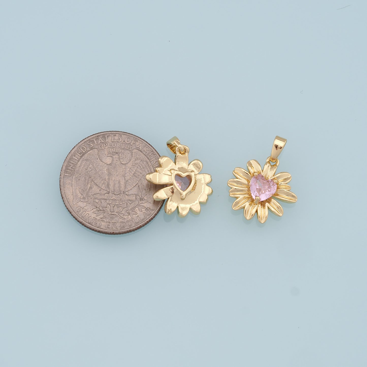 Gold Flower Charms,18K Gold Filled Flower Pendant,Crystal Flower Charm Bracelet Necklace for DIY Jewelry Making Supply