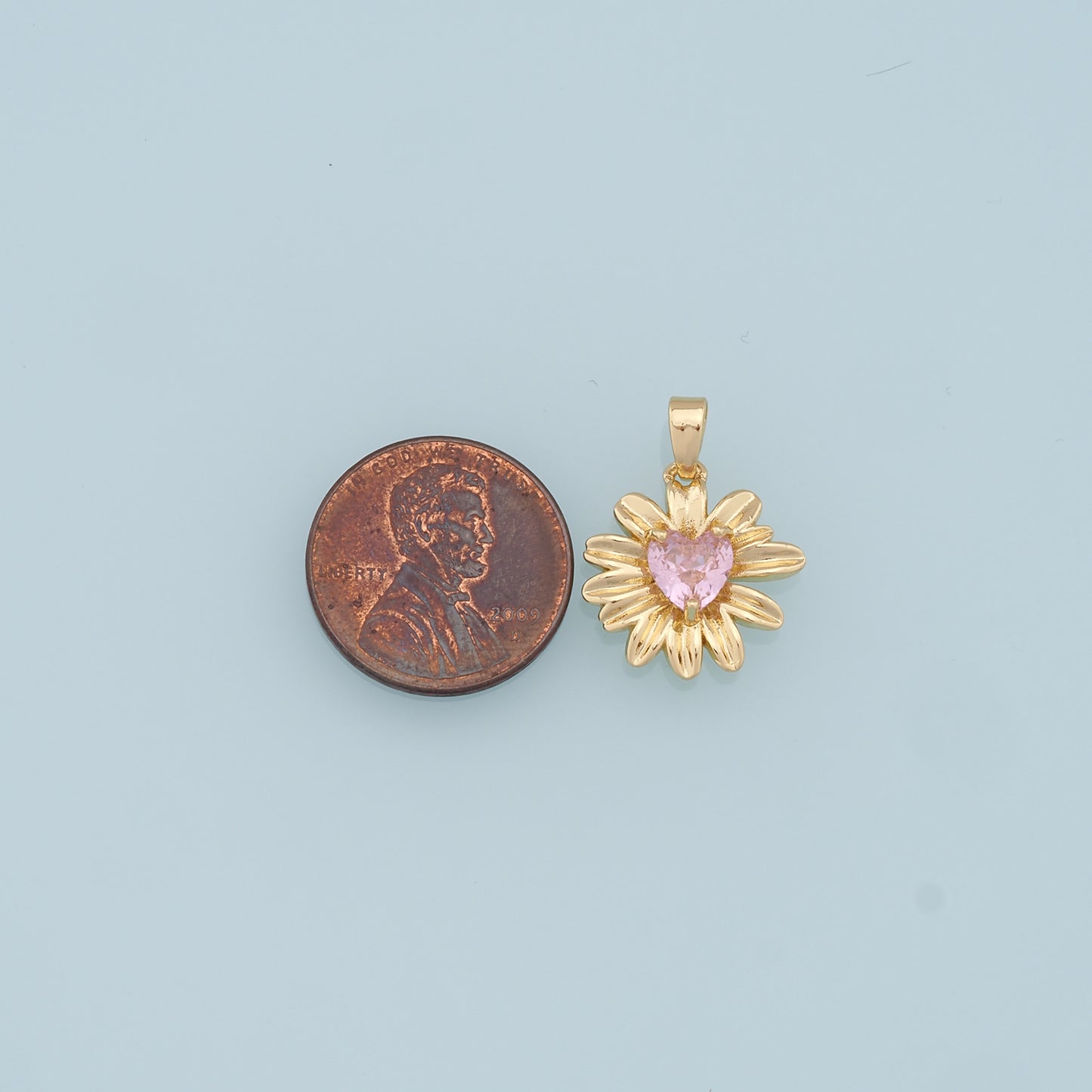 Gold Flower Charms,18K Gold Filled Flower Pendant,Crystal Flower Charm Bracelet Necklace for DIY Jewelry Making Supply