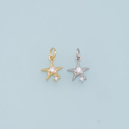 Gold Starfish Charms,18K Gold Filled Sea Star Pendant,Starfish Charm Bracelet Necklace for DIY Jewelry Making Supply