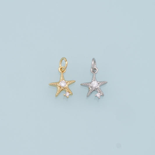 Gold Starfish Charms,18K Gold Filled Sea Star Pendant,Starfish Charm Bracelet Necklace for DIY Jewelry Making Supply