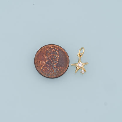 Gold Starfish Charms,18K Gold Filled Sea Star Pendant,Starfish Charm Bracelet Necklace for DIY Jewelry Making Supply