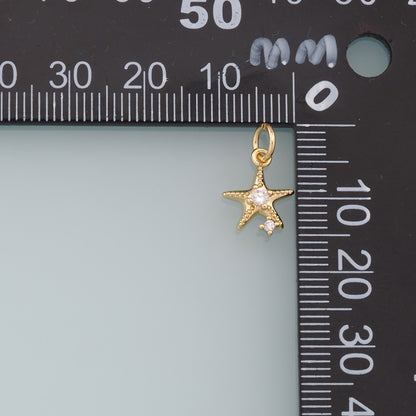 Gold Starfish Charms,18K Gold Filled Sea Star Pendant,Starfish Charm Bracelet Necklace for DIY Jewelry Making Supply