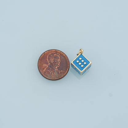 Gold Dice Charms,18K Gold Filled Enamel Dice Pendant,Dice Charms Bracelet Necklace for DIY Jewelry Making Supply