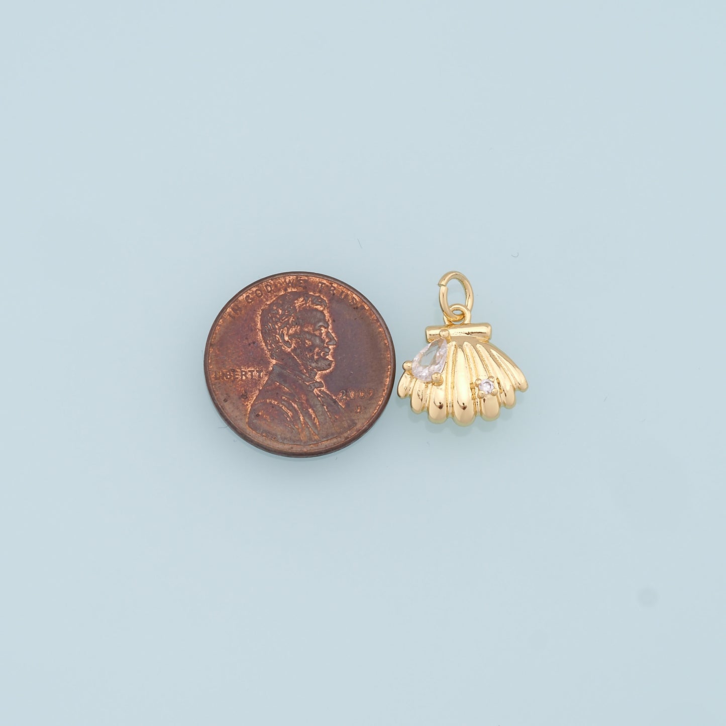 Gold Shell Charms,18K Gold Filled Conch Shell Pendant,CZ Shell Charm Bracelet Necklace for DIY Jewelry Making Supply