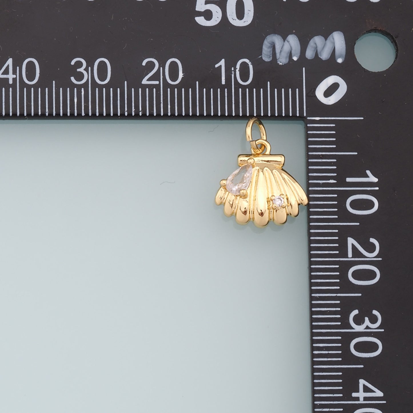 Gold Shell Charms,18K Gold Filled Conch Shell Pendant,CZ Shell Charm Bracelet Necklace for DIY Jewelry Making Supply