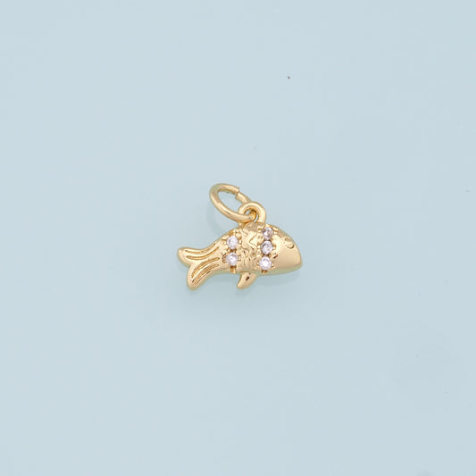 Gold Tiny Fish Charms,18K Gold Filled Fish Pendant,Cute Fish Charm Bracelet Necklace for DIY Jewelry Making Supply