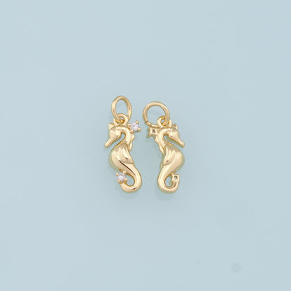 Gold Seahorse Charms,18K Gold Filled Seahorse Pendant,Seahorse Charm Bracelet Necklace for DIY Jewelry Making Supply