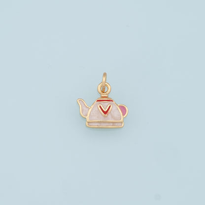 Gold Teapot Charms,18K Gold Filled Teapot Pendant,Enamel Teapot Charm Bracelet Necklace for DIY Jewelry Making Supply