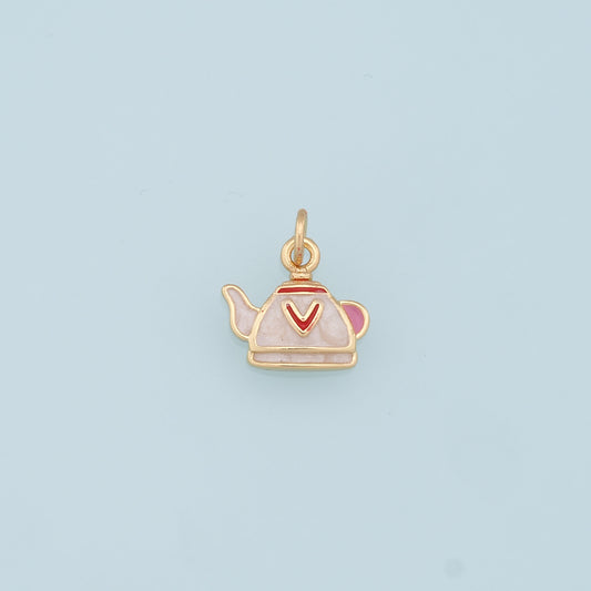 Gold Teapot Charms,18K Gold Filled Teapot Pendant,Enamel Teapot Charm Bracelet Necklace for DIY Jewelry Making Supply