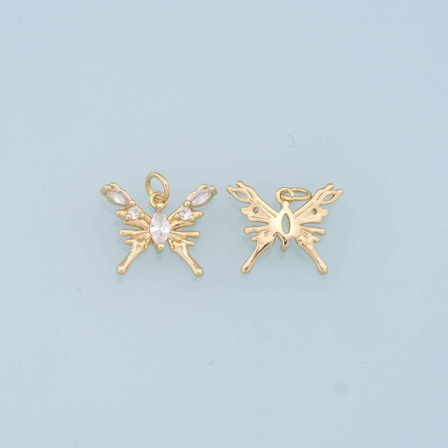 Gold Butterfly Charms,18K Gold Filled Butterfly Pendant,CZ Butterfly Charm Bracelet Necklace for DIY Jewelry Making Supply