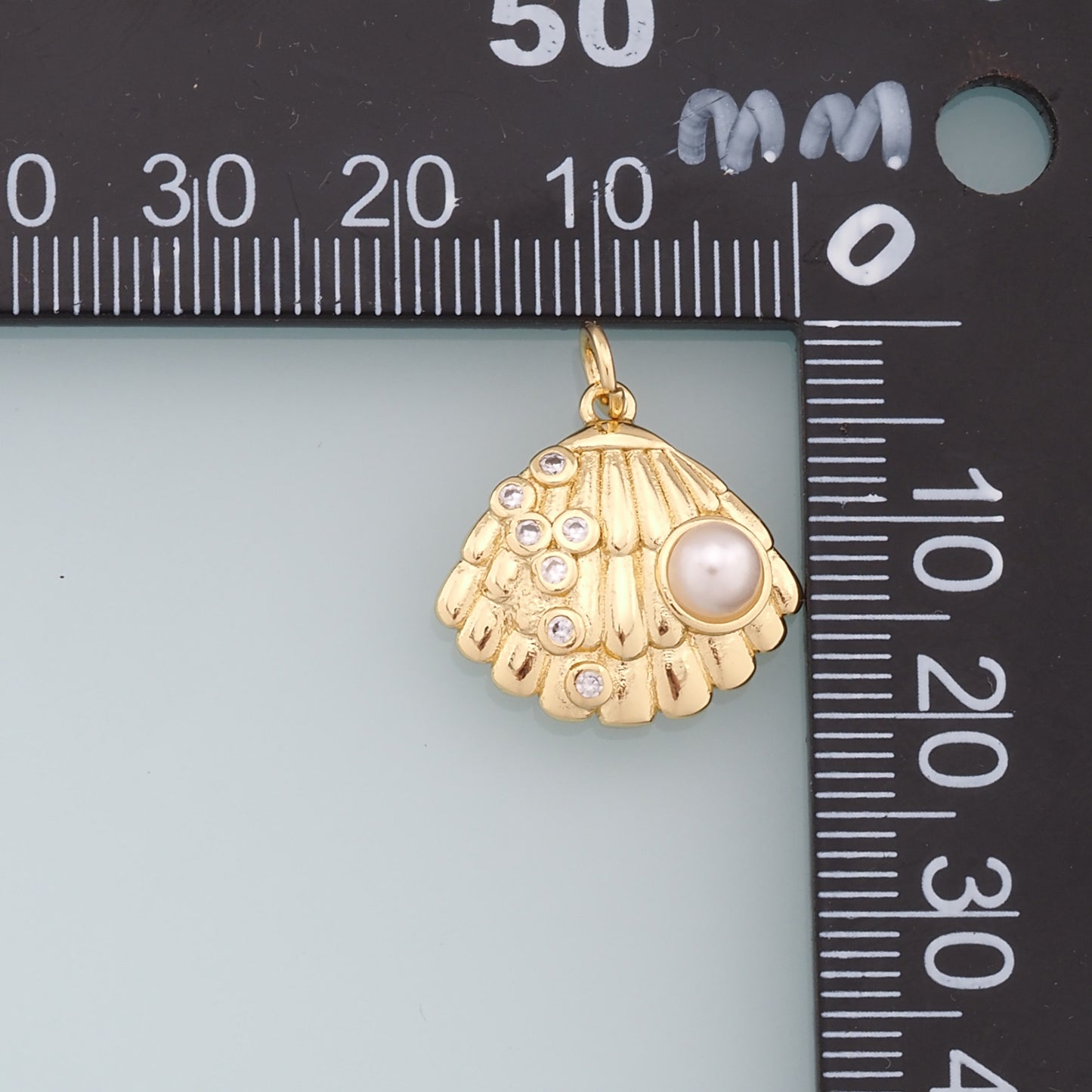 Gold Shell Charms,18K Gold Filled Conch Shell Pendant,CZ Shell Charm Bracelet Necklace for DIY Jewelry Making Supply