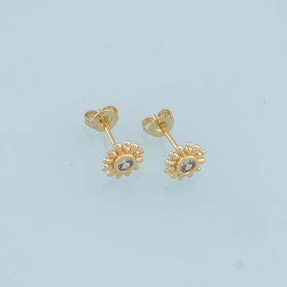 1pair 18K Gold Filled Flower Stud Earrings,Gold Earrings,Dainty Hoops Huggie,Gold Huggies Hoop Earrings