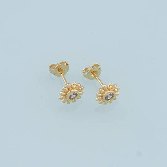 1pair 18K Gold Filled Flower Stud Earrings,Gold Earrings,Dainty Hoops Huggie,Gold Huggies Hoop Earrings