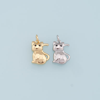 Gold Cat Charms,18K Gold Filled Cat Pendant,Cute Cat Charm Bracelet Necklace for DIY Jewelry Making Supply