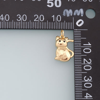 Gold Cat Charms,18K Gold Filled Cat Pendant,Cute Cat Charm Bracelet Necklace for DIY Jewelry Making Supply