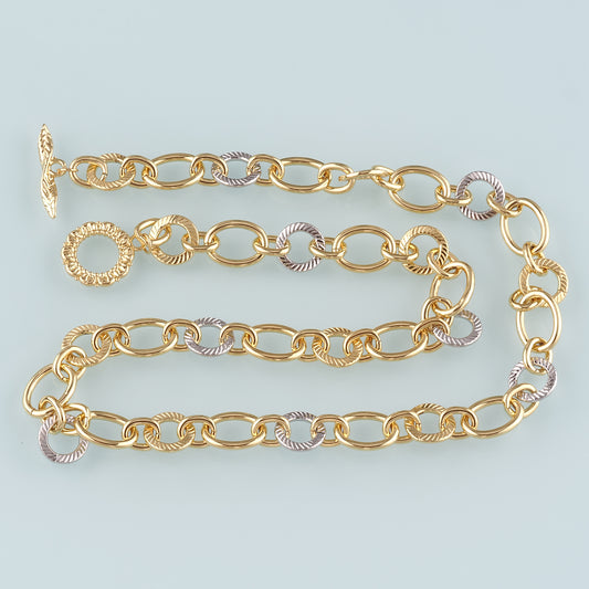 Gold Texture Oval Chain,18K Gold Filled Oval for Necklace Bracelet DIY Jewelry Making Supply