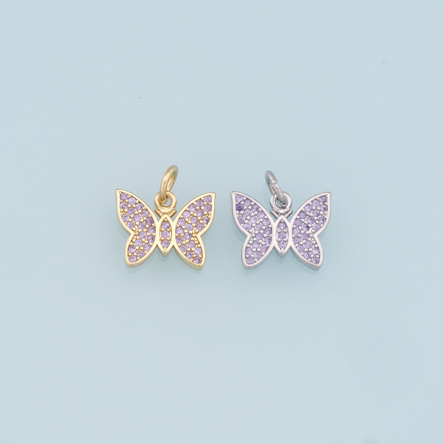 Gold Butterfly Charms,18K Gold Filled Butterfly Pendant,CZ Butterfly Charm Bracelet Necklace for DIY Jewelry Making Supply