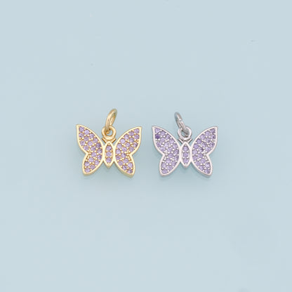 Gold Butterfly Charms,18K Gold Filled Butterfly Pendant,CZ Butterfly Charm Bracelet Necklace for DIY Jewelry Making Supply