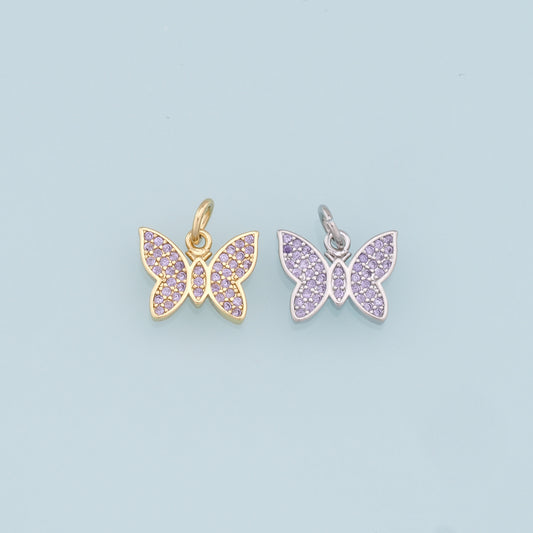 Gold Butterfly Charms,18K Gold Filled Butterfly Pendant,CZ Butterfly Charm Bracelet Necklace for DIY Jewelry Making Supply