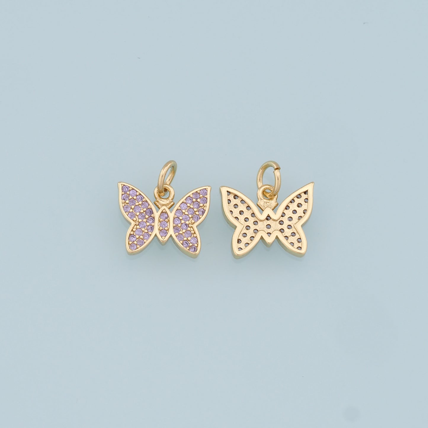 Gold Butterfly Charms,18K Gold Filled Butterfly Pendant,CZ Butterfly Charm Bracelet Necklace for DIY Jewelry Making Supply