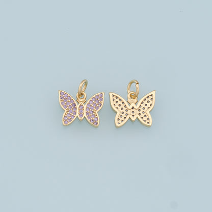 Gold Butterfly Charms,18K Gold Filled Butterfly Pendant,CZ Butterfly Charm Bracelet Necklace for DIY Jewelry Making Supply