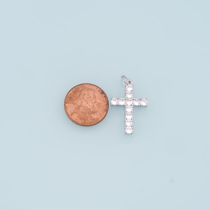 18K Gold Filled Cross Pendant,CZ Cross Charm Bracelet Necklace for DIY Jewelry Making Supply